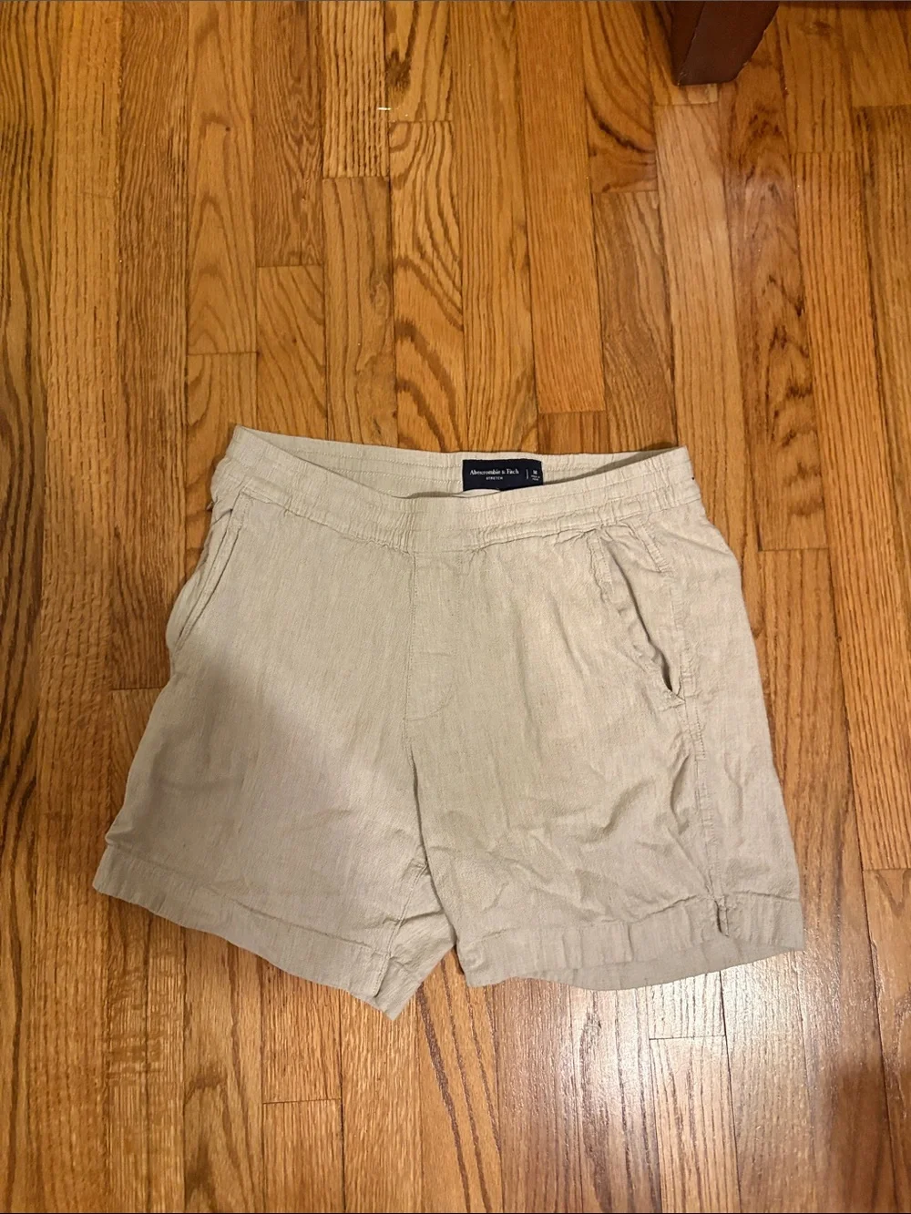 Abercrombie & Fitch Light Tan Linen-Blend Bermuda Shorts